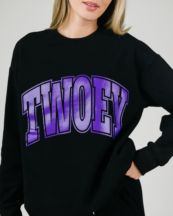 Twoey Black Crewneck Sweatshirt